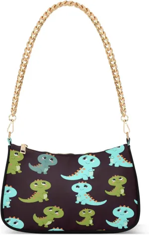 Shoulder Bags for Women Cute Dinosaur Hobo Tote Handbag Small Clutch Purse with Zipper Closure