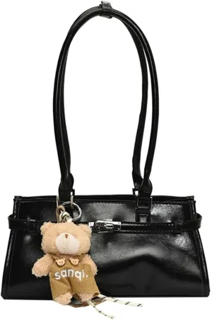 Shoulder Bags for Women Patent PU Leather Handbags Trendy Purse Vintage Y2k Small Satchel Tote