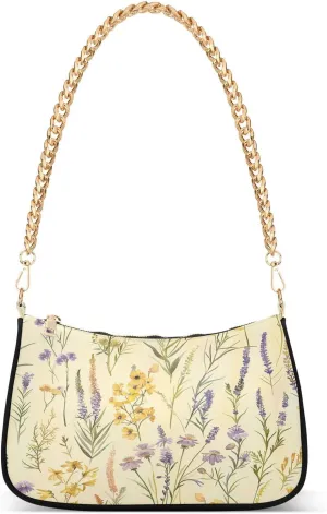 Shoulder Bags for Women Sunlit Garden Flowers Leaves Hobo Tote Handbag Small Clutch Purse with Zipper Closure