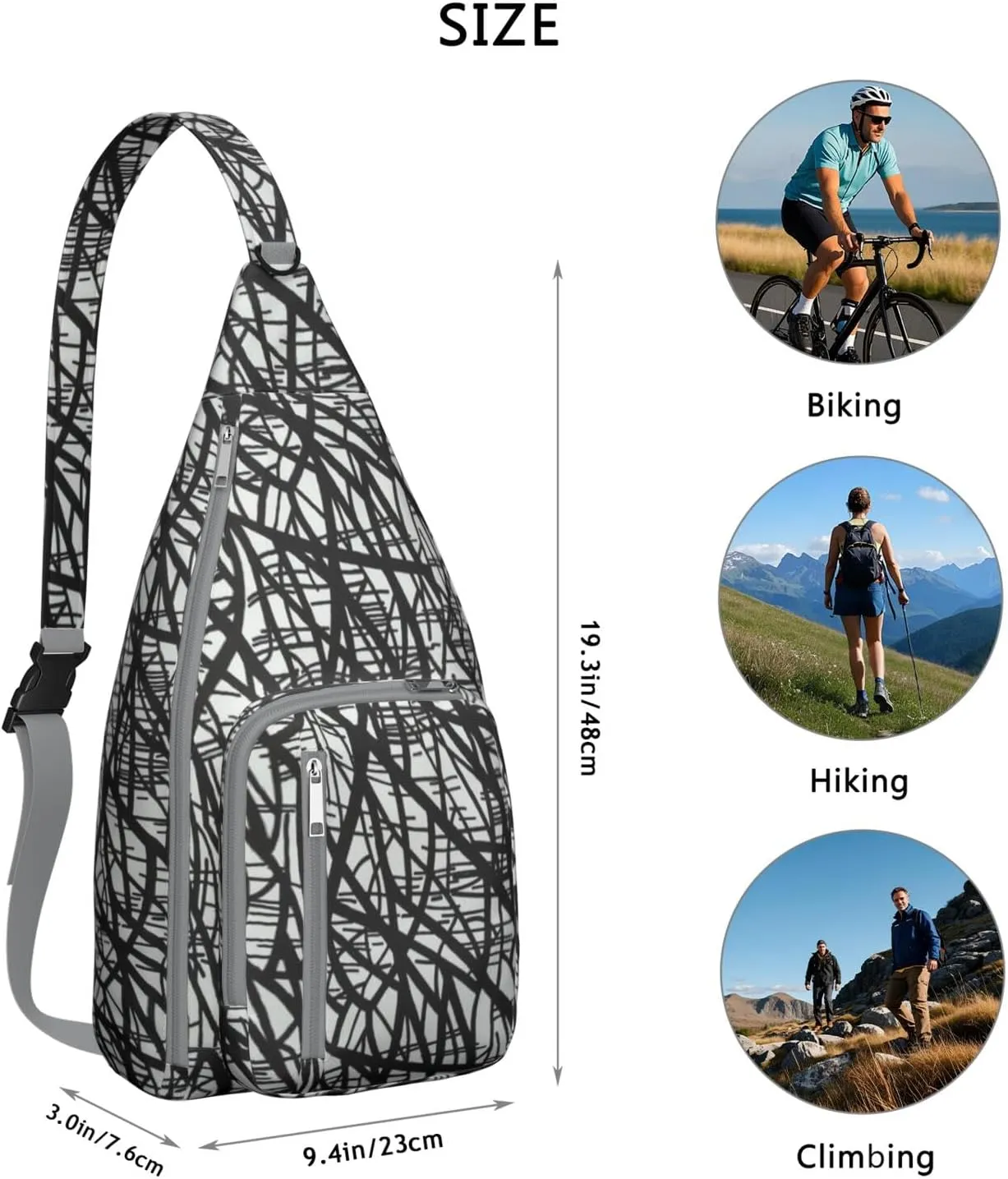 Shoulder Sling Crossbody Casual Chest Bag For Travel Sports Running,Backpack for Men & Women Lightweight Sports BagCrossbody Concealed Carry,Abstract Shoulder Bag Waterproof Chest Bag