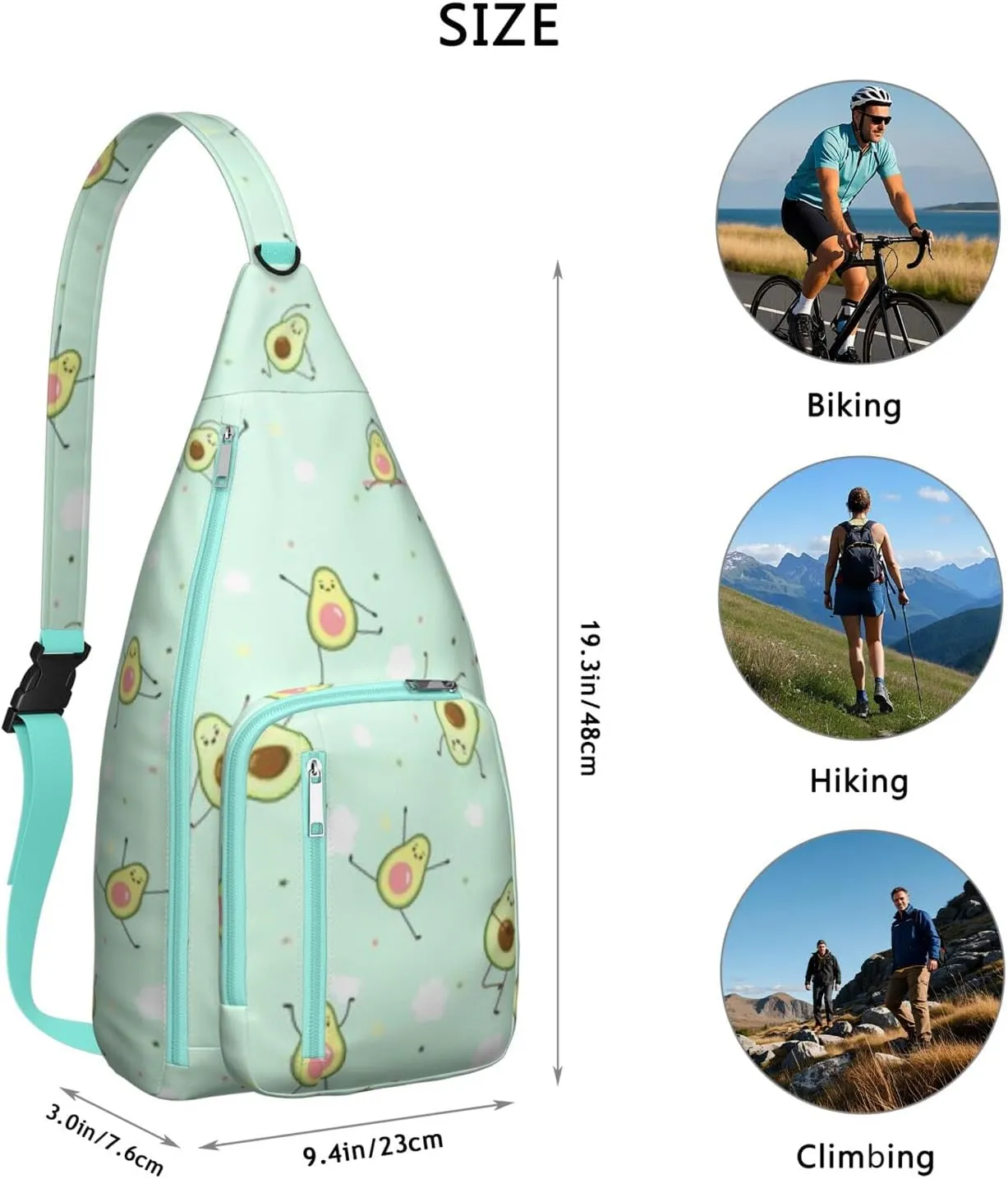 Shoulder Sling Crossbody Casual Chest Bag For Travel Sports Running,Backpack for Men & Women Lightweight Sports BagCrossbody Concealed Carry,Avocado Shoulder Bag Waterproof Chest Bag