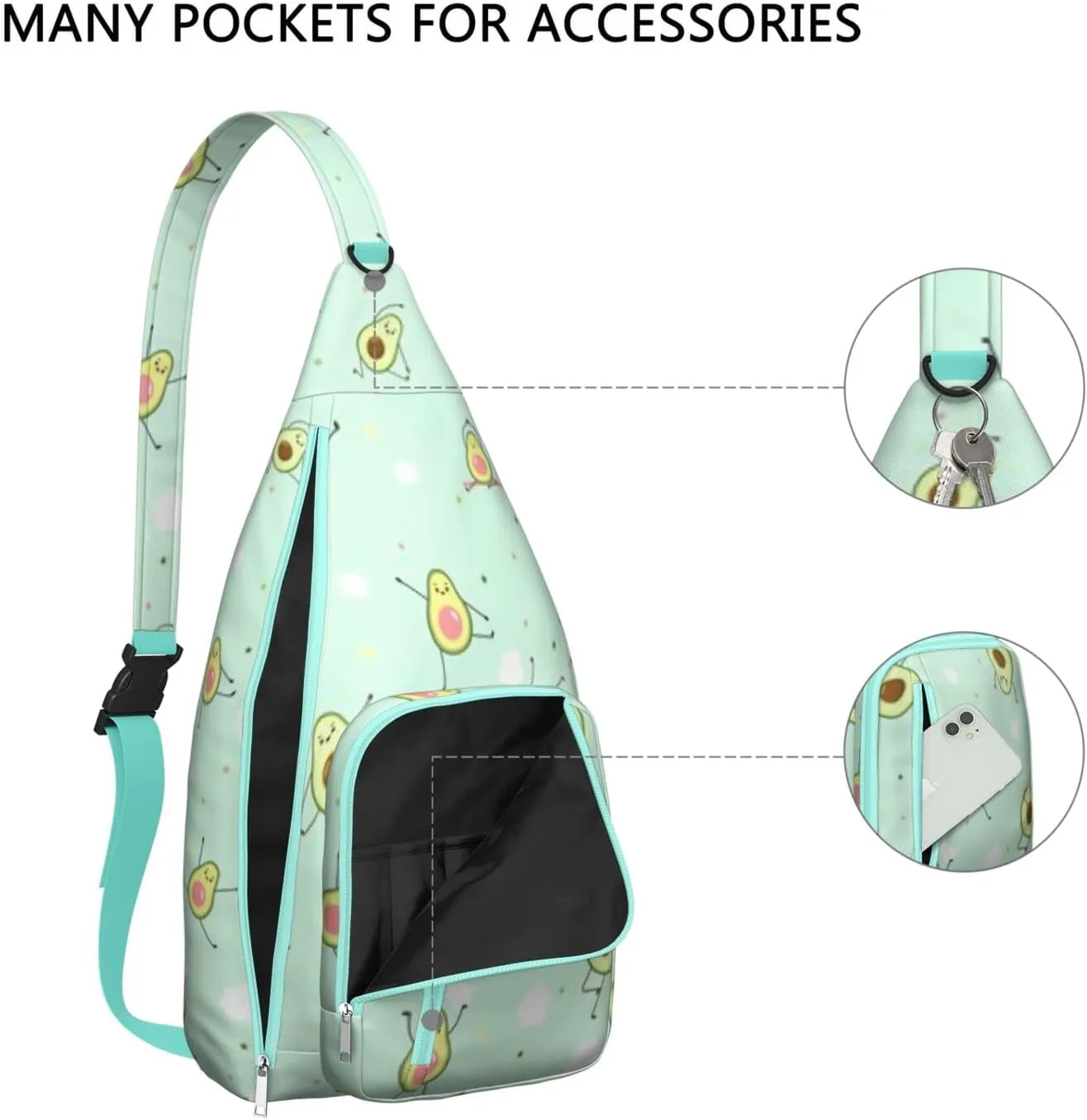 Shoulder Sling Crossbody Casual Chest Bag For Travel Sports Running,Backpack for Men & Women Lightweight Sports BagCrossbody Concealed Carry,Avocado Shoulder Bag Waterproof Chest Bag