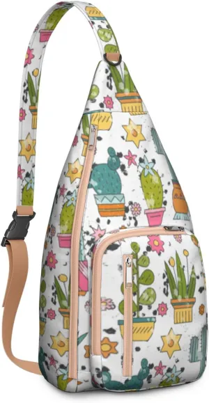 Shoulder Sling Crossbody Casual Chest Bag For Travel Sports Running,Backpack for Men & Women Lightweight Sports BagCrossbody Concealed Carry,Cactus Shoulder Bag Waterproof Chest Bag