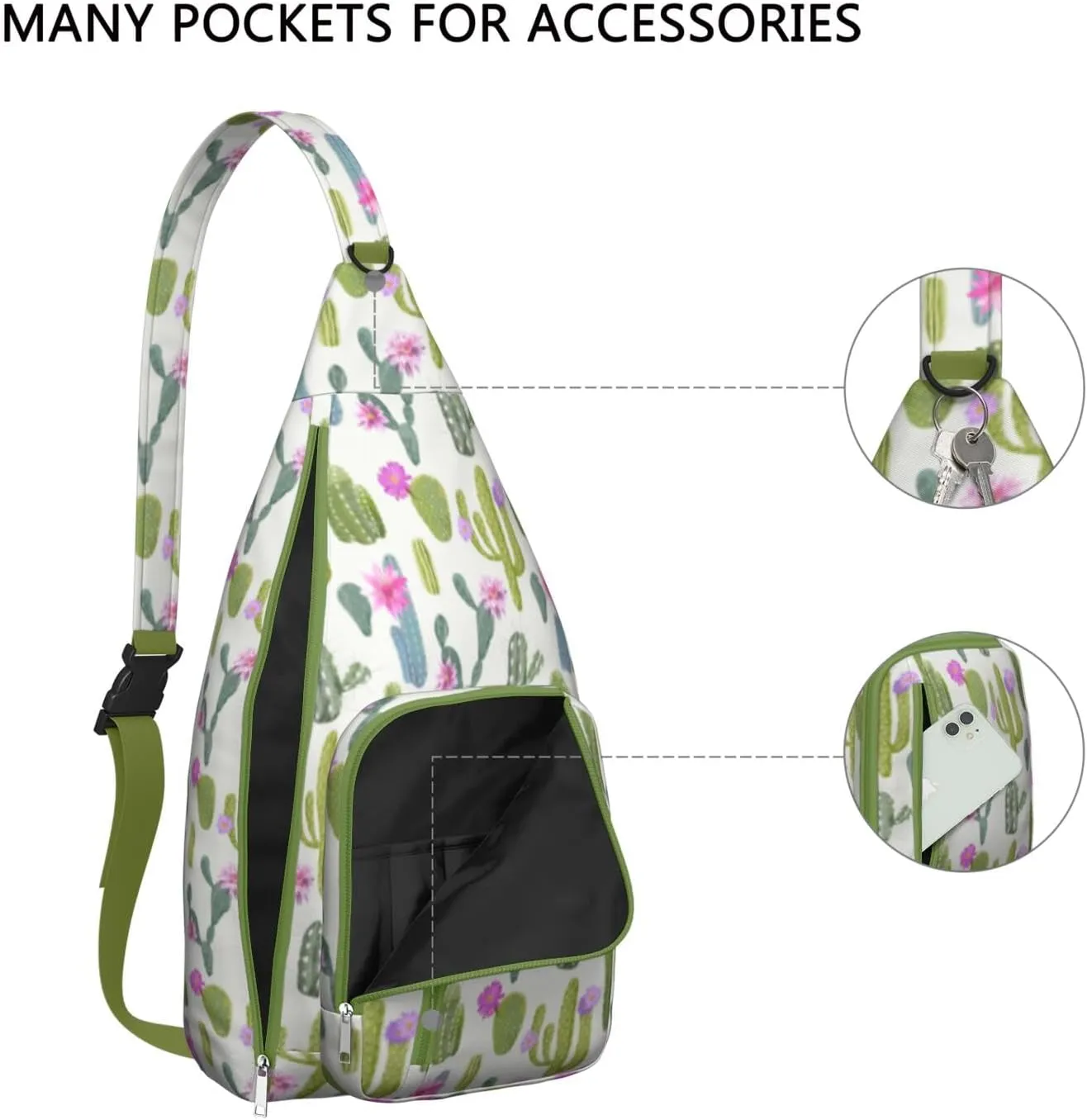 Shoulder Sling Crossbody Casual Chest Bag For Travel Sports Running,Backpack for Men & Women Lightweight Sports BagCrossbody Concealed Carry,Cactus Shoulder Bag Waterproof Chest Bag