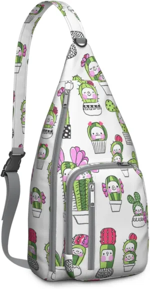 Shoulder Sling Crossbody Casual Chest Bag For Travel Sports Running,Backpack for Men & Women Lightweight Sports BagCrossbody Concealed Carry,Cactus Shoulder Bag Waterproof Chest Bag