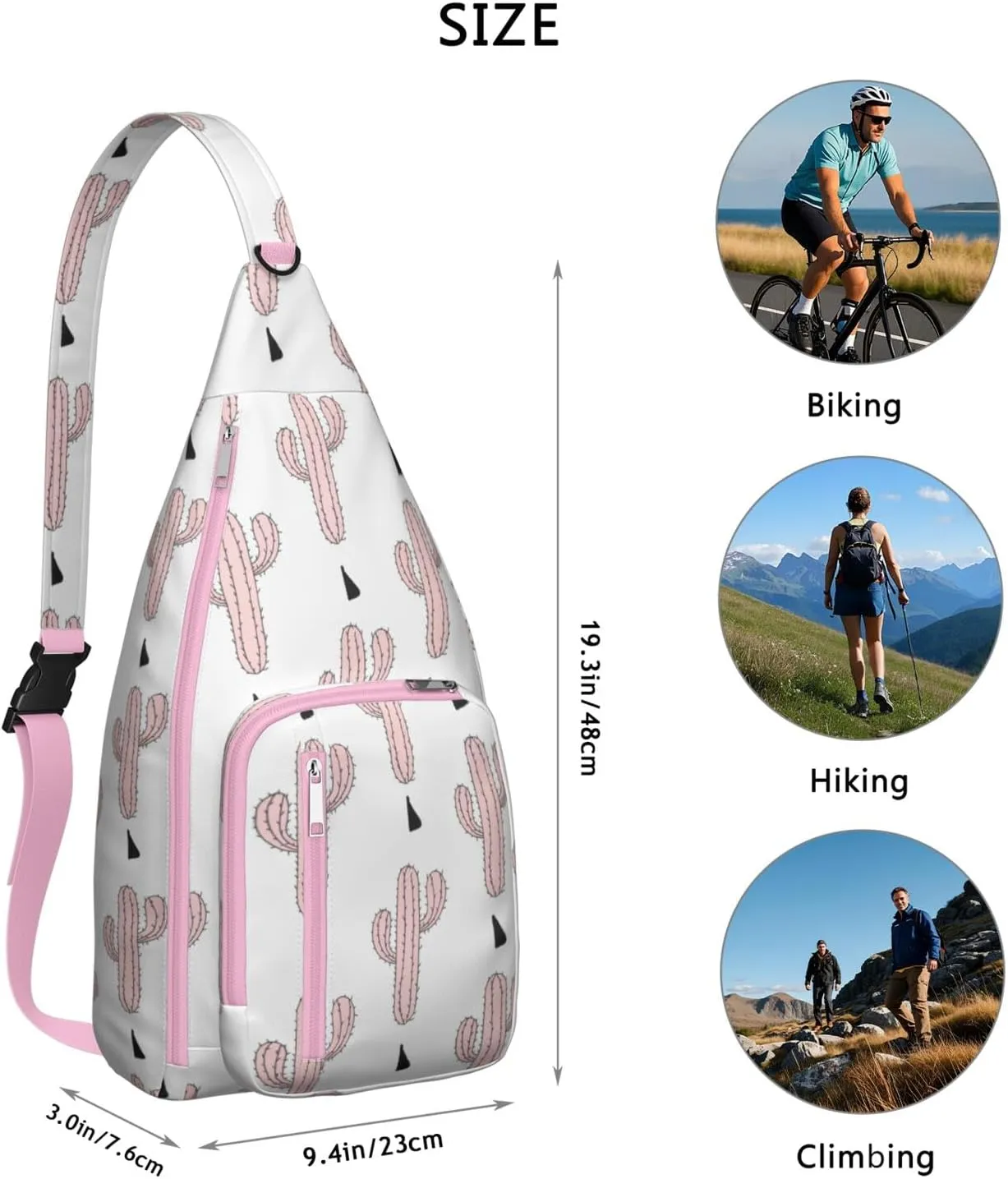 Shoulder Sling Crossbody Casual Chest Bag For Travel Sports Running,Backpack for Men & Women Lightweight Sports BagCrossbody Concealed Carry,Cactus Shoulder Bag Waterproof Chest Bag