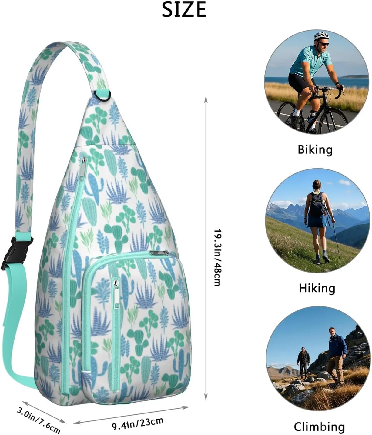 Shoulder Sling Crossbody Casual Chest Bag For Travel Sports Running,Backpack for Men & Women Lightweight Sports BagCrossbody Concealed Carry,Cactus Shoulder Bag Waterproof Chest Bag