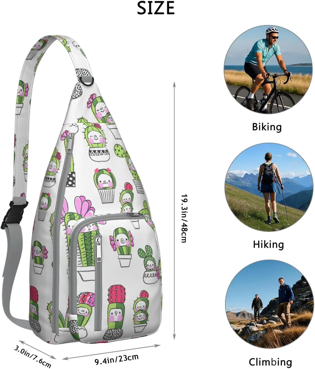 Shoulder Sling Crossbody Casual Chest Bag For Travel Sports Running,Backpack for Men & Women Lightweight Sports BagCrossbody Concealed Carry,Cactus Shoulder Bag Waterproof Chest Bag