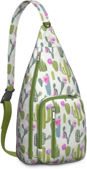 Shoulder Sling Crossbody Casual Chest Bag For Travel Sports Running,Backpack for Men & Women Lightweight Sports BagCrossbody Concealed Carry,Cactus Shoulder Bag Waterproof Chest Bag