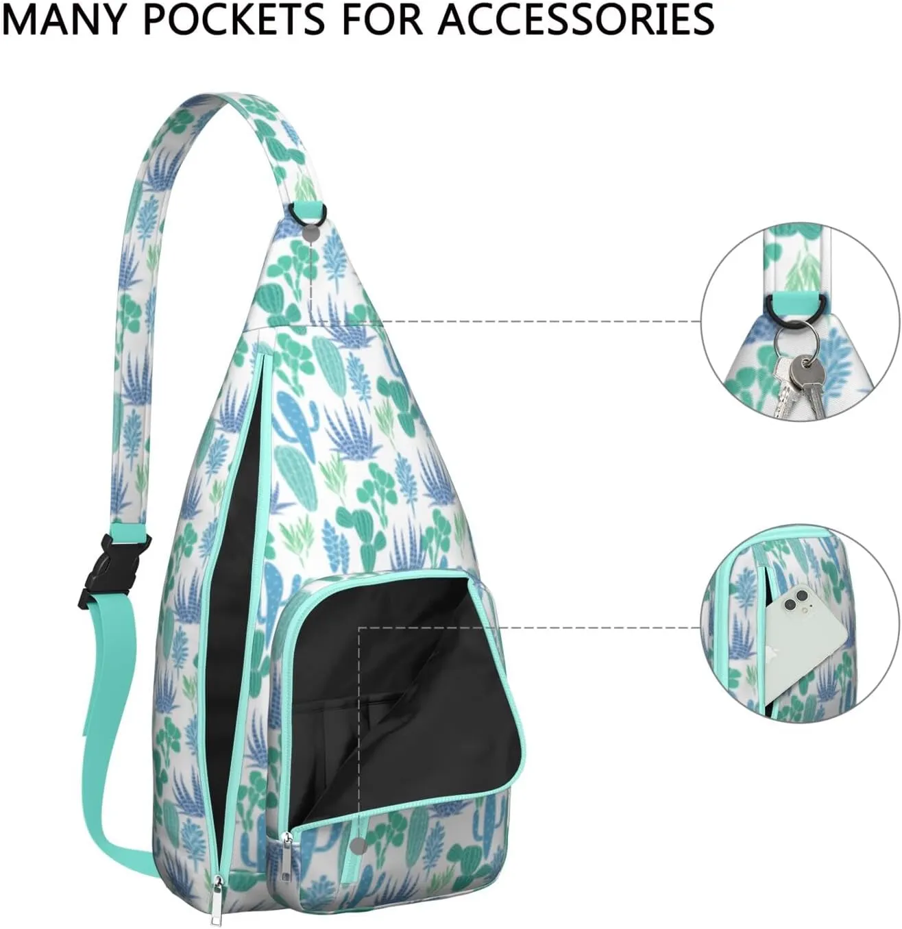 Shoulder Sling Crossbody Casual Chest Bag For Travel Sports Running,Backpack for Men & Women Lightweight Sports BagCrossbody Concealed Carry,Cactus Shoulder Bag Waterproof Chest Bag