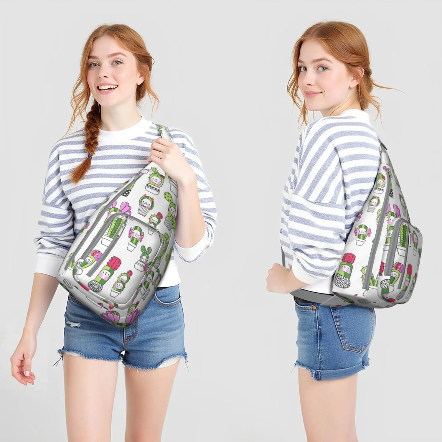 Shoulder Sling Crossbody Casual Chest Bag For Travel Sports Running,Backpack for Men & Women Lightweight Sports BagCrossbody Concealed Carry,Cactus Shoulder Bag Waterproof Chest Bag