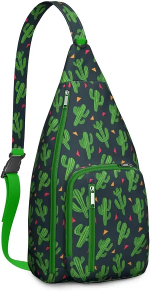 Shoulder Sling Crossbody Casual Chest Bag For Travel Sports Running,Backpack for Men & Women Lightweight Sports BagCrossbody Concealed Carry,Cactus Shoulder Bag Waterproof Chest Bag