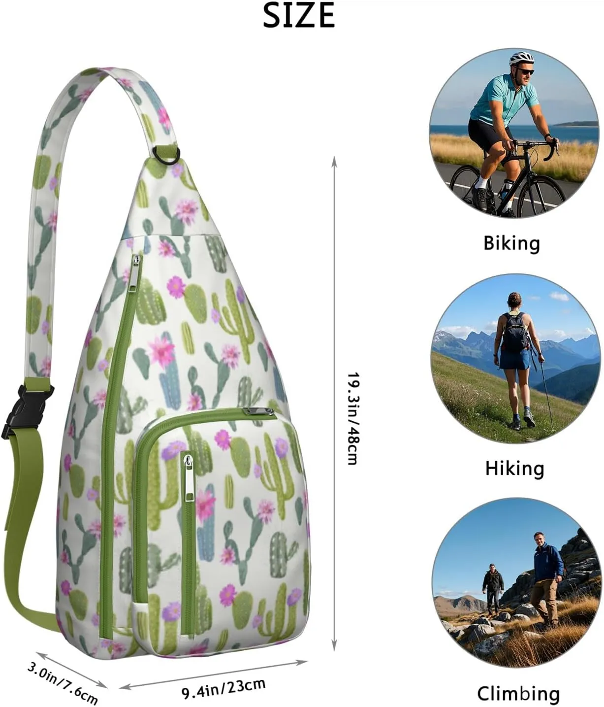 Shoulder Sling Crossbody Casual Chest Bag For Travel Sports Running,Backpack for Men & Women Lightweight Sports BagCrossbody Concealed Carry,Cactus Shoulder Bag Waterproof Chest Bag