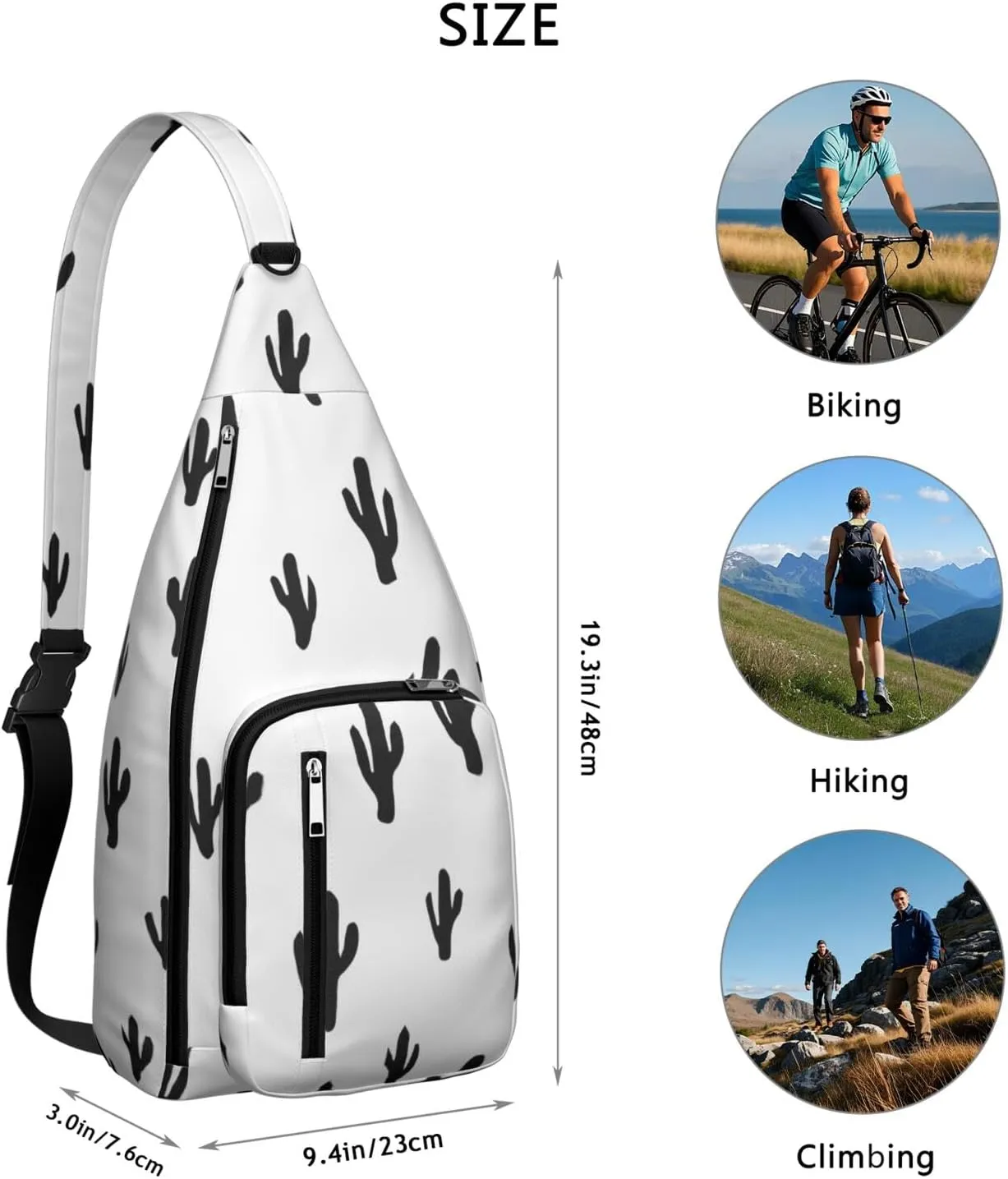 Shoulder Sling Crossbody Casual Chest Bag For Travel Sports Running,Backpack for Men & Women Lightweight Sports BagCrossbody Concealed Carry,Cactus Shoulder Bag Waterproof Chest Bag