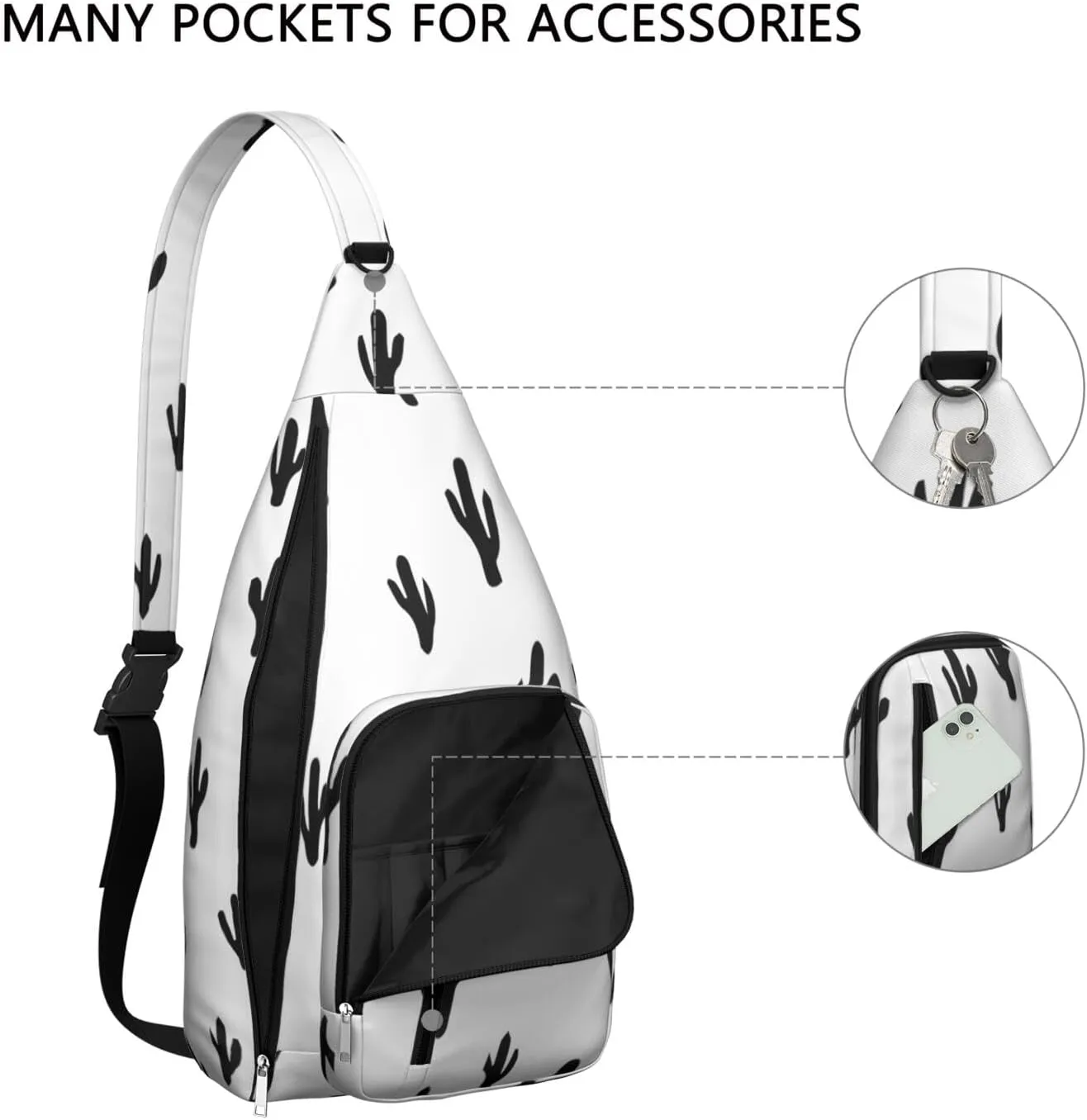 Shoulder Sling Crossbody Casual Chest Bag For Travel Sports Running,Backpack for Men & Women Lightweight Sports BagCrossbody Concealed Carry,Cactus Shoulder Bag Waterproof Chest Bag