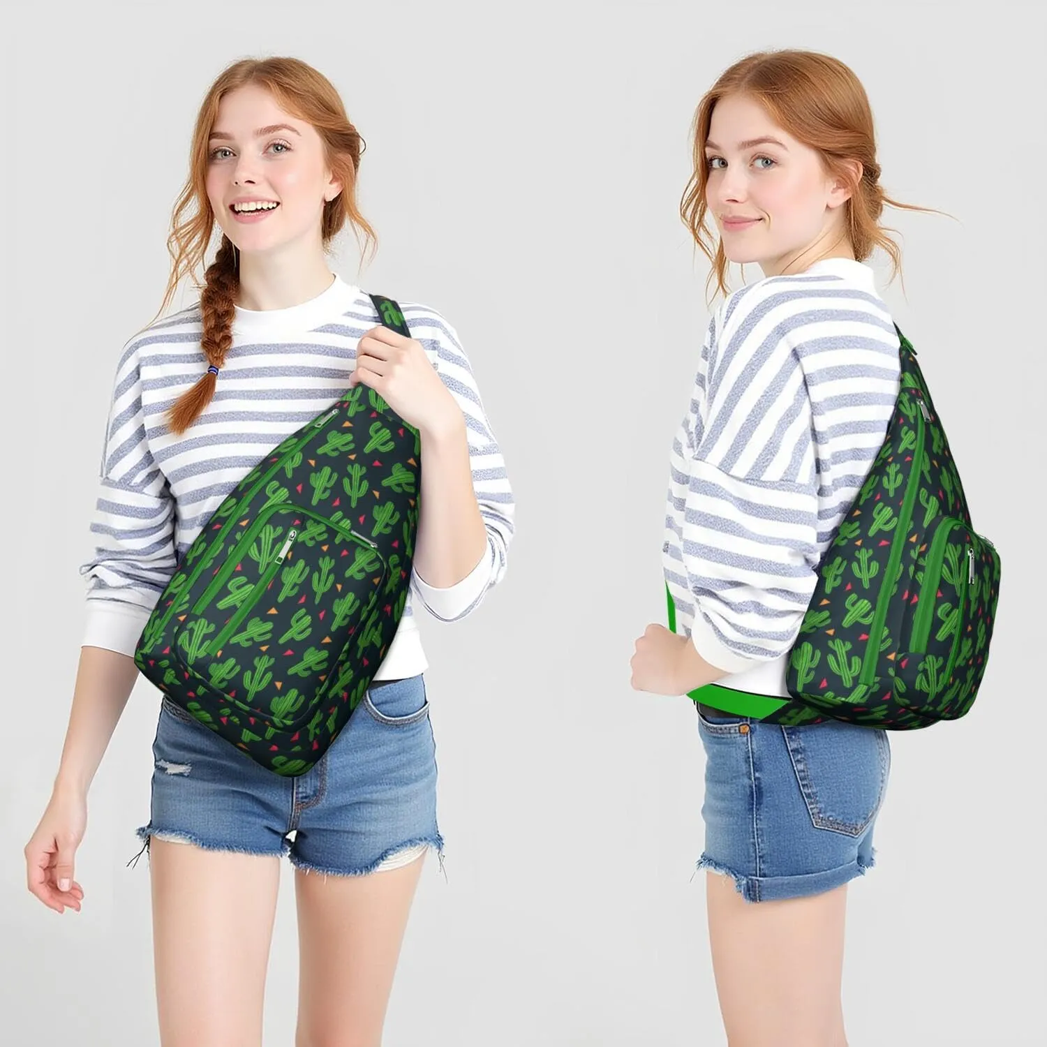 Shoulder Sling Crossbody Casual Chest Bag For Travel Sports Running,Backpack for Men & Women Lightweight Sports BagCrossbody Concealed Carry,Cactus Shoulder Bag Waterproof Chest Bag