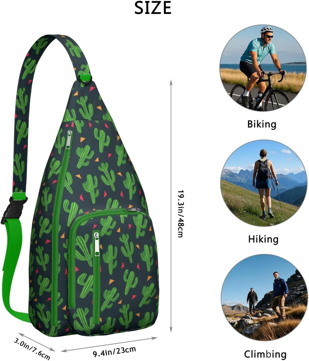 Shoulder Sling Crossbody Casual Chest Bag For Travel Sports Running,Backpack for Men & Women Lightweight Sports BagCrossbody Concealed Carry,Cactus Shoulder Bag Waterproof Chest Bag