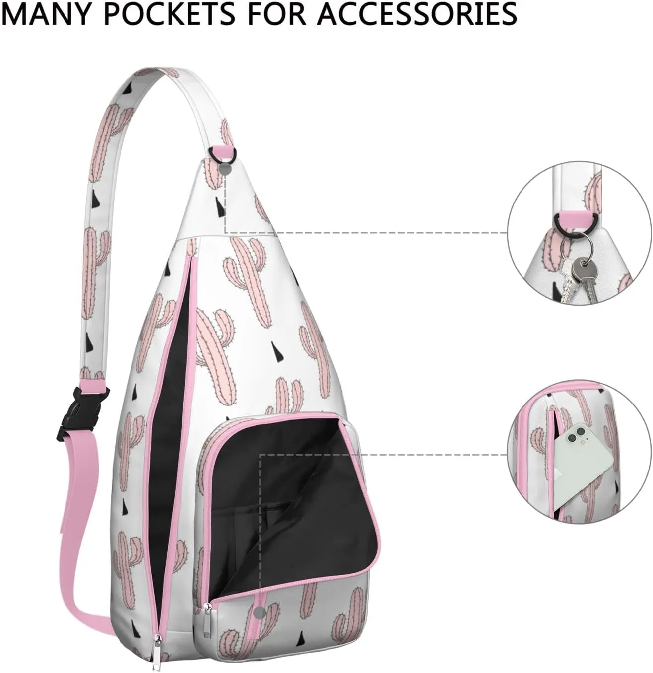 Shoulder Sling Crossbody Casual Chest Bag For Travel Sports Running,Backpack for Men & Women Lightweight Sports BagCrossbody Concealed Carry,Cactus Shoulder Bag Waterproof Chest Bag