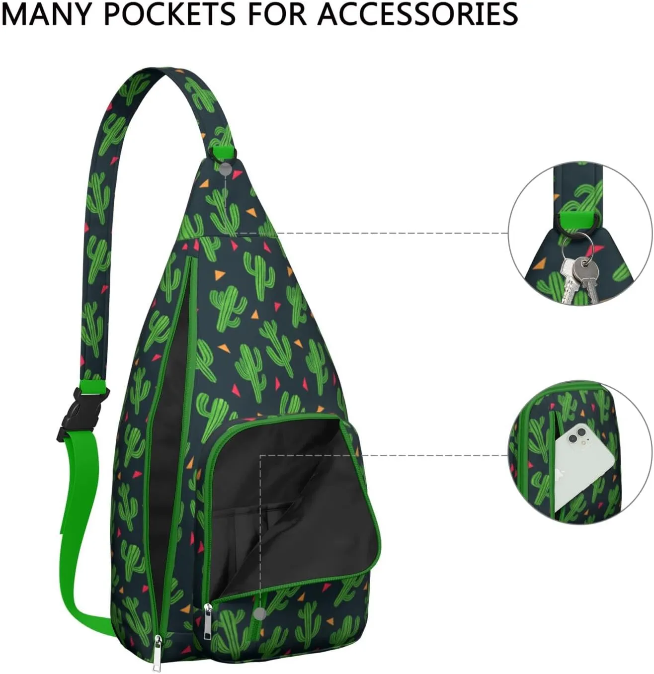Shoulder Sling Crossbody Casual Chest Bag For Travel Sports Running,Backpack for Men & Women Lightweight Sports BagCrossbody Concealed Carry,Cactus Shoulder Bag Waterproof Chest Bag