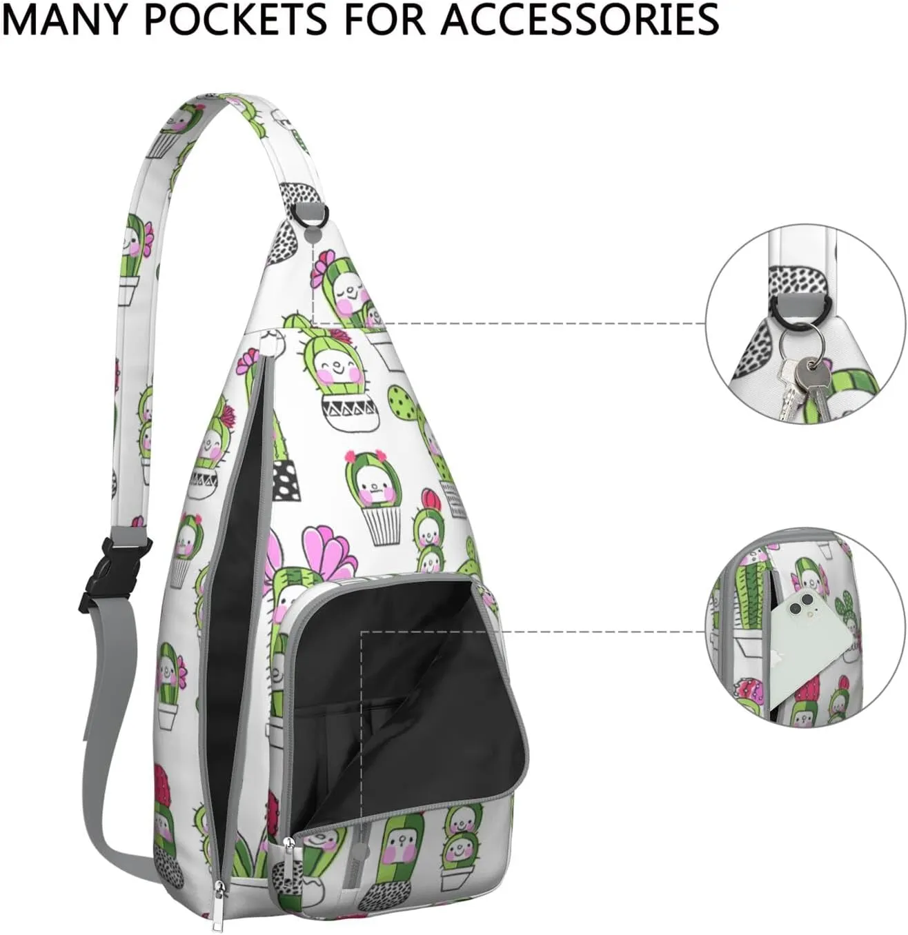 Shoulder Sling Crossbody Casual Chest Bag For Travel Sports Running,Backpack for Men & Women Lightweight Sports BagCrossbody Concealed Carry,Cactus Shoulder Bag Waterproof Chest Bag