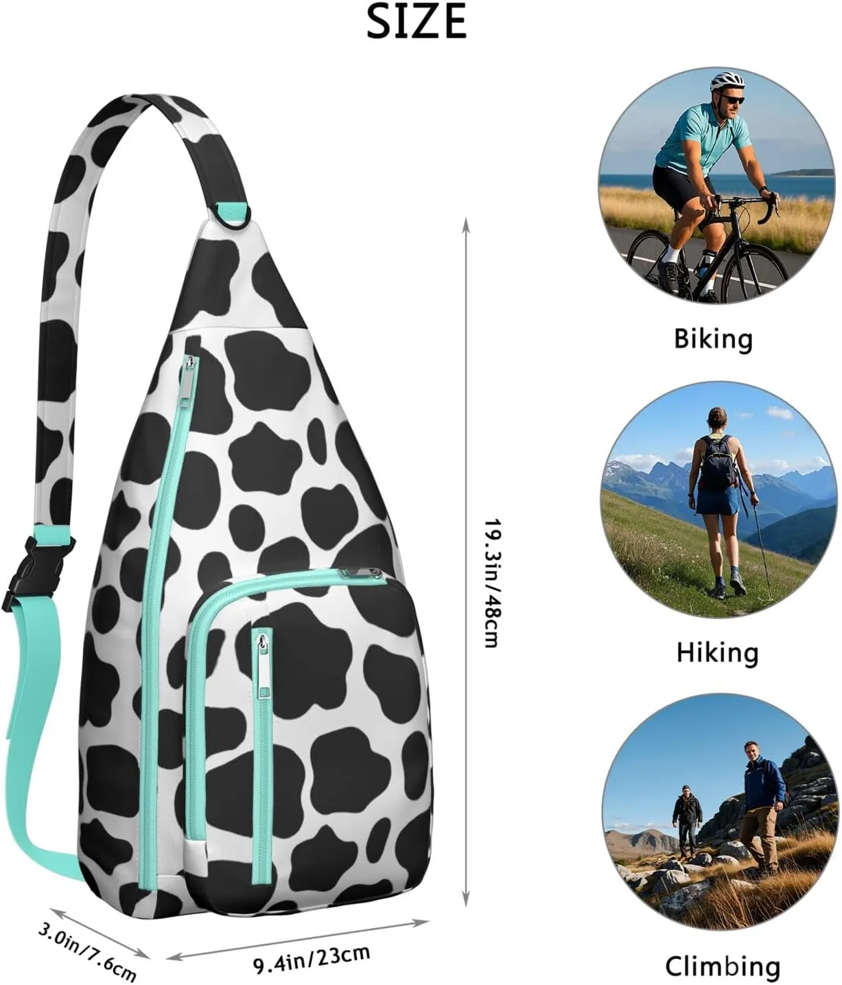 Shoulder Sling Crossbody Casual Chest Bag For Travel Sports Running,Backpack for Men & Women Lightweight Sports BagCrossbody Concealed Carry,Cow Shoulder Bag Waterproof Chest Bag
