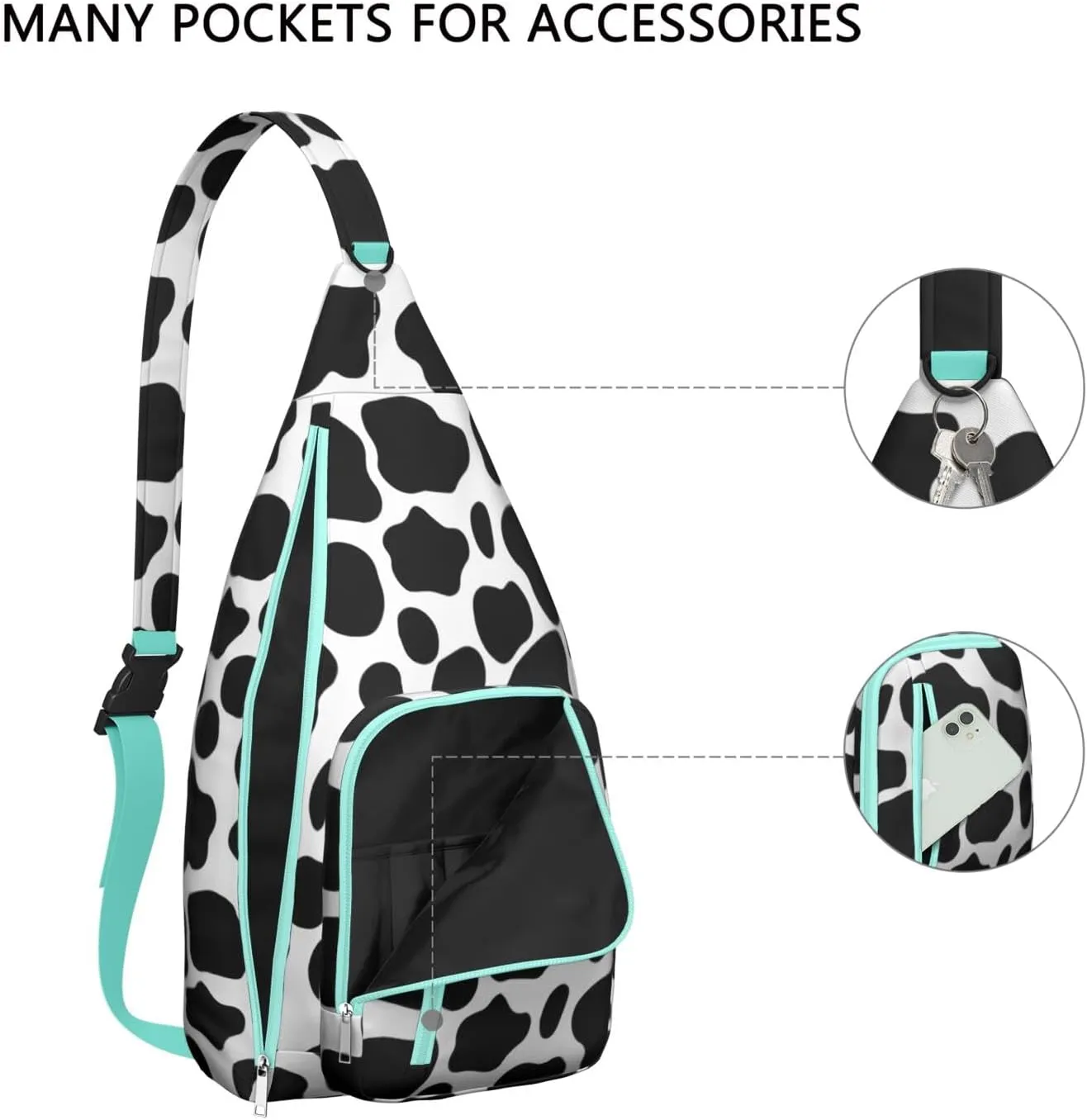 Shoulder Sling Crossbody Casual Chest Bag For Travel Sports Running,Backpack for Men & Women Lightweight Sports BagCrossbody Concealed Carry,Cow Shoulder Bag Waterproof Chest Bag