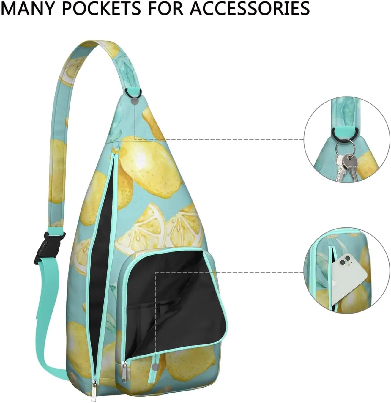 Shoulder Sling Crossbody Casual Chest Bag For Travel Sports Running,Backpack for Men & Women Lightweight Sports BagCrossbody Concealed Carry,Lemon Shoulder Bag Waterproof Chest Bag