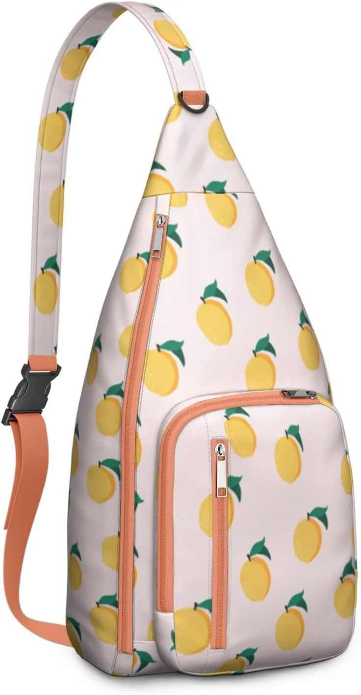 Shoulder Sling Crossbody Casual Chest Bag For Travel Sports Running,Backpack for Men & Women Lightweight Sports BagCrossbody Concealed Carry,Lemon Shoulder Bag Waterproof Chest Bag