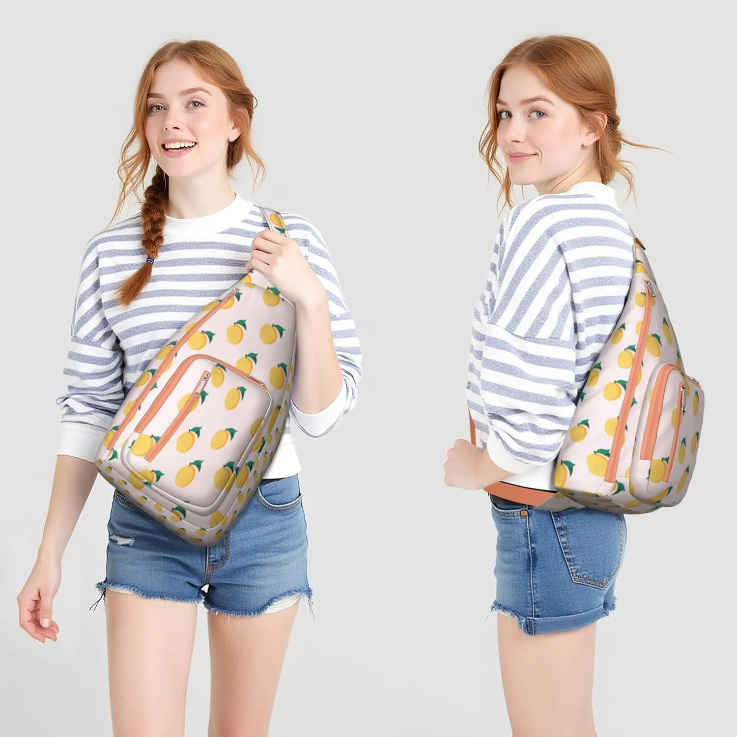Shoulder Sling Crossbody Casual Chest Bag For Travel Sports Running,Backpack for Men & Women Lightweight Sports BagCrossbody Concealed Carry,Lemon Shoulder Bag Waterproof Chest Bag