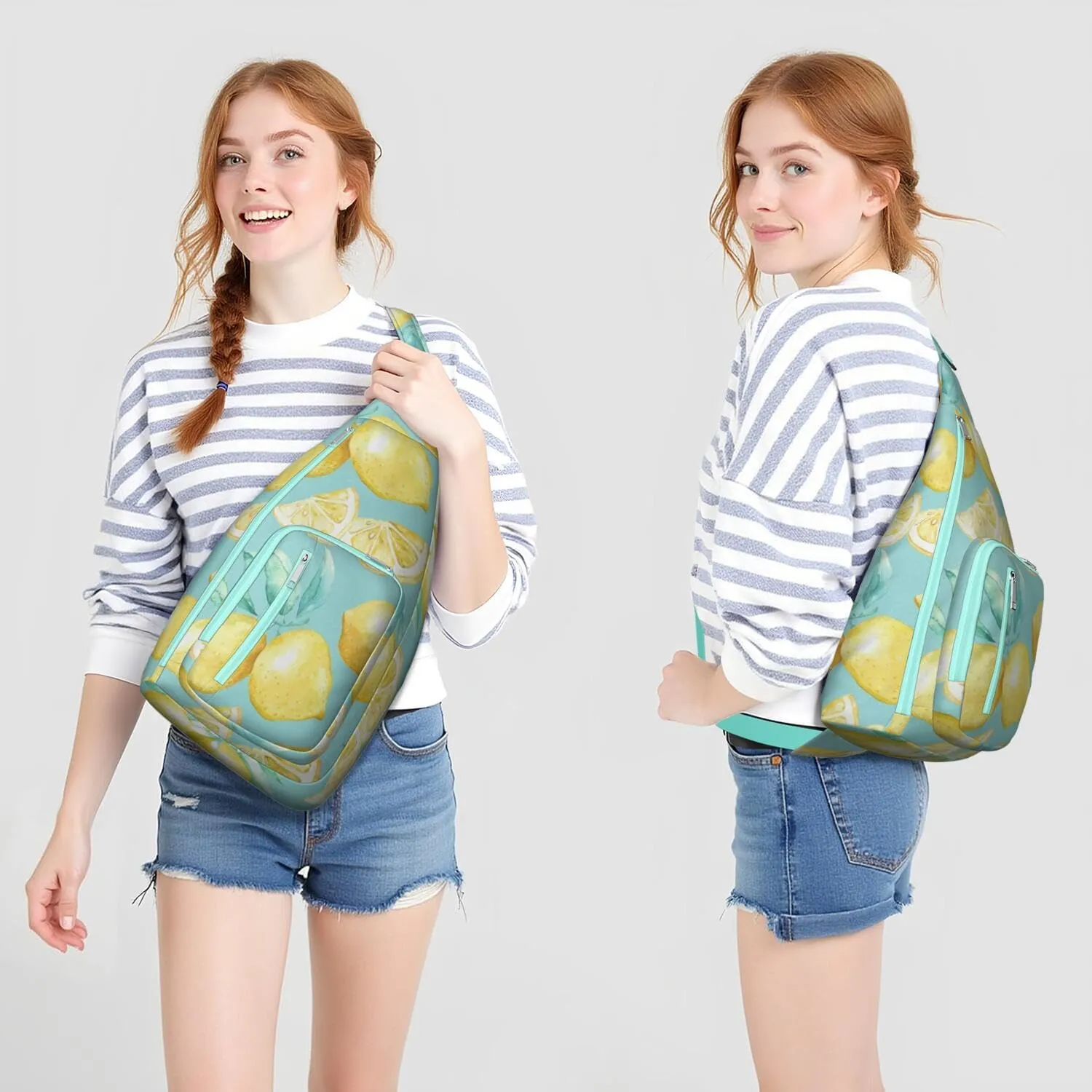 Shoulder Sling Crossbody Casual Chest Bag For Travel Sports Running,Backpack for Men & Women Lightweight Sports BagCrossbody Concealed Carry,Lemon Shoulder Bag Waterproof Chest Bag