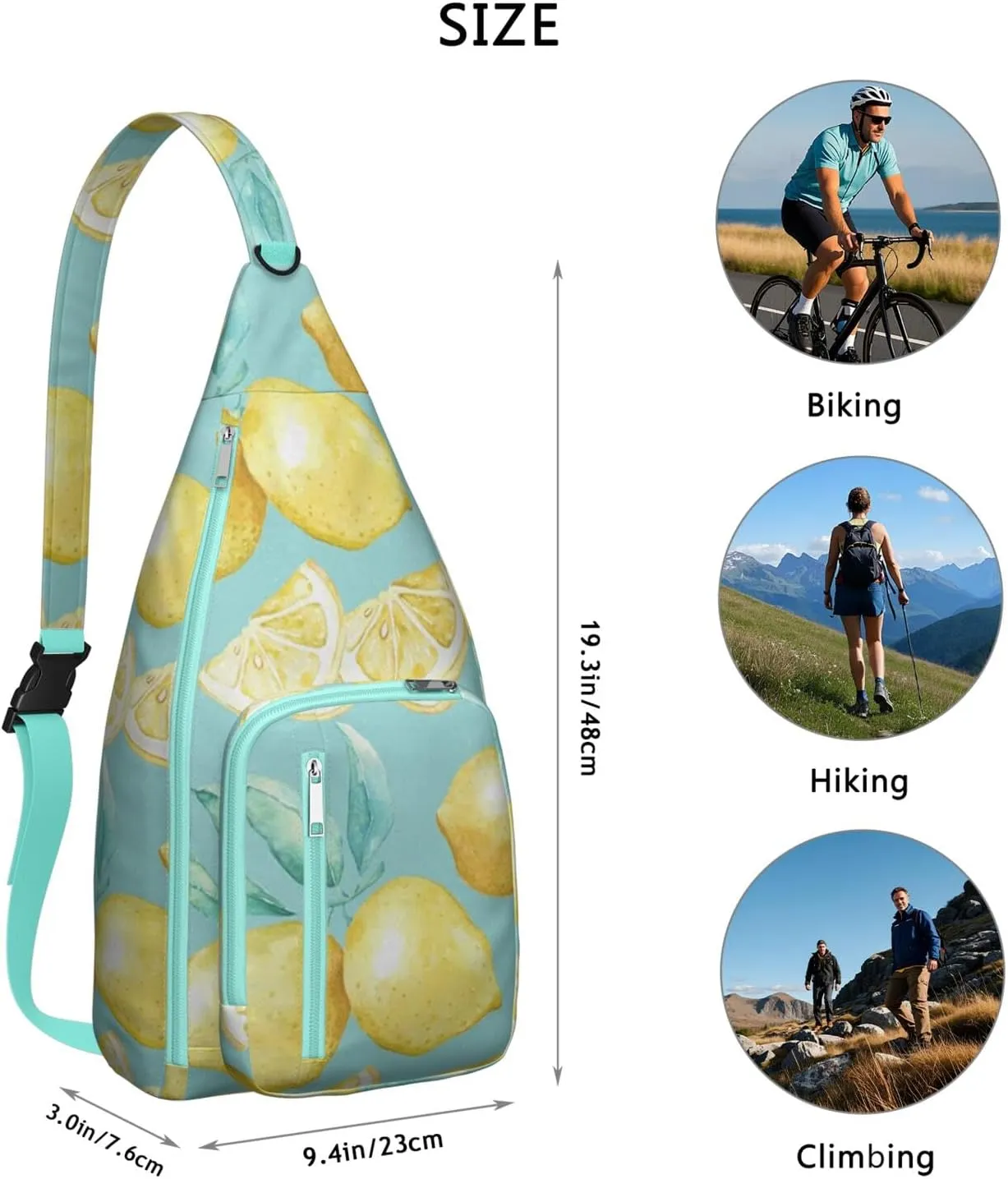 Shoulder Sling Crossbody Casual Chest Bag For Travel Sports Running,Backpack for Men & Women Lightweight Sports BagCrossbody Concealed Carry,Lemon Shoulder Bag Waterproof Chest Bag
