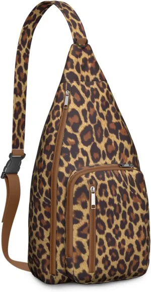 Shoulder Sling Crossbody Casual Chest Bag For Travel Sports Running,Backpack for Men & Women Lightweight Sports BagCrossbody Concealed Carry,Leopard Shoulder Bag Waterproof Chest Bag
