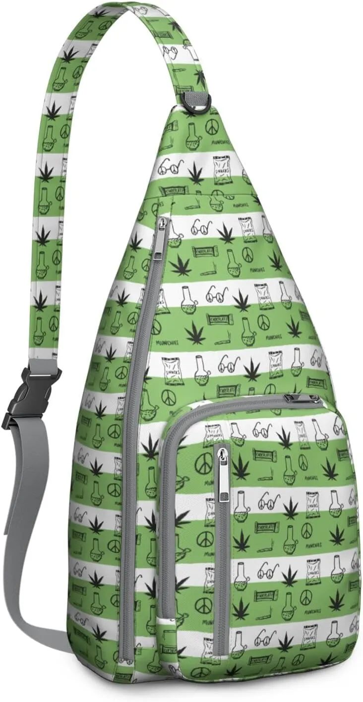 Shoulder Sling Crossbody Casual Chest Bag For Travel Sports Running,Backpack for Men & Women Lightweight Sports BagCrossbody Concealed Carry,Marijuana Leaf Shoulder Bag Waterproof Chest Bag