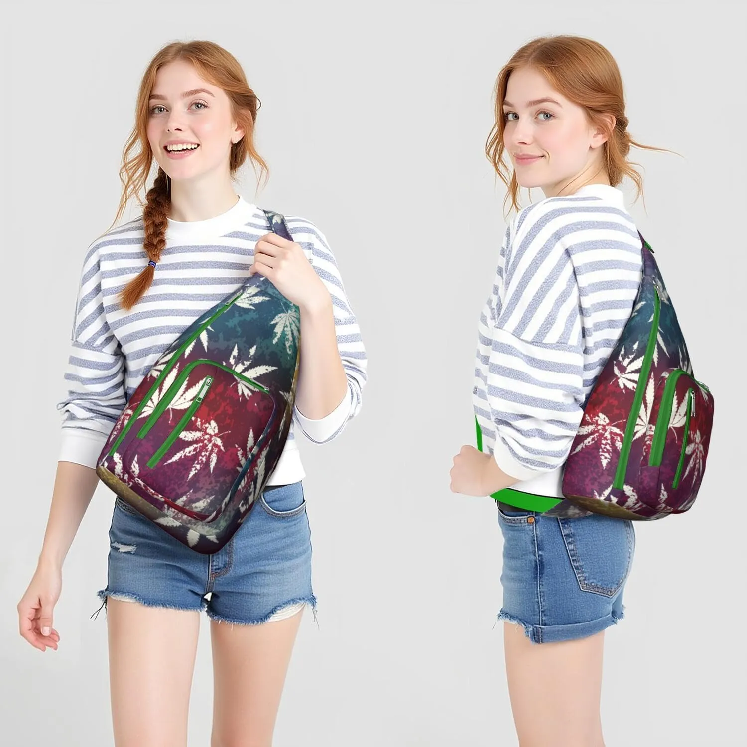 Shoulder Sling Crossbody Casual Chest Bag For Travel Sports Running,Backpack for Men & Women Lightweight Sports BagCrossbody Concealed Carry,Marijuana Leaf Shoulder Bag Waterproof Chest Bag