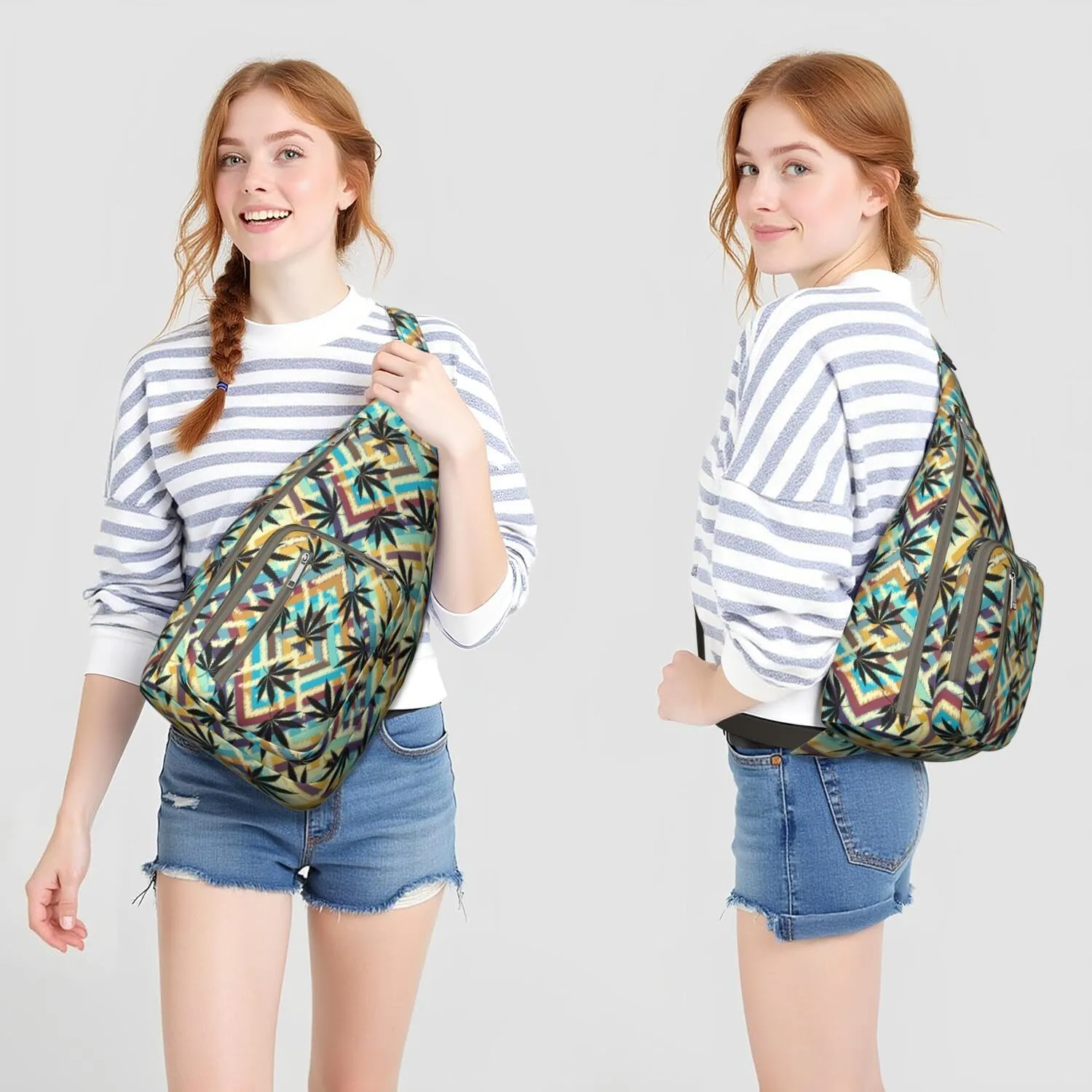 Shoulder Sling Crossbody Casual Chest Bag For Travel Sports Running,Backpack for Men & Women Lightweight Sports BagCrossbody Concealed Carry,Marijuana Leaf Shoulder Bag Waterproof Chest Bag