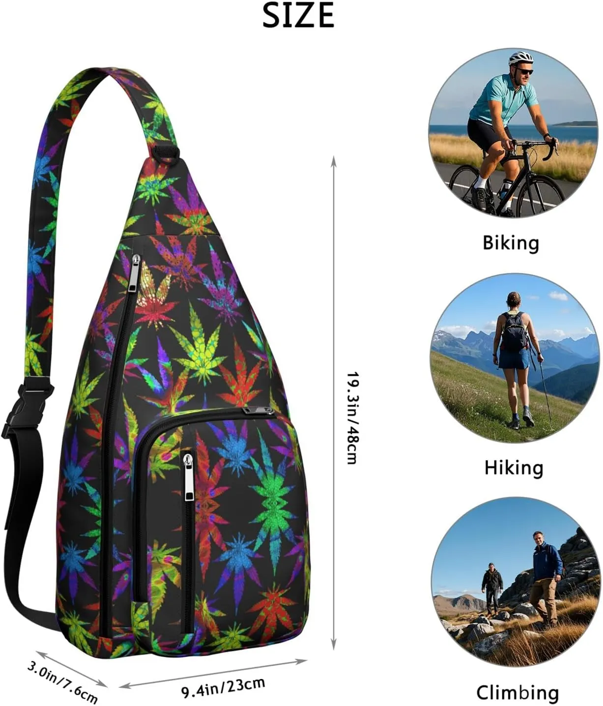 Shoulder Sling Crossbody Casual Chest Bag For Travel Sports Running,Backpack for Men & Women Lightweight Sports BagCrossbody Concealed Carry,Marijuana Leaf Shoulder Bag Waterproof Chest Bag