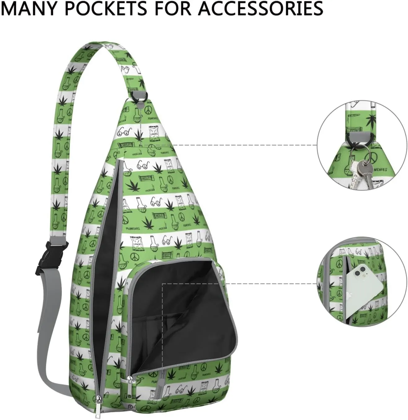 Shoulder Sling Crossbody Casual Chest Bag For Travel Sports Running,Backpack for Men & Women Lightweight Sports BagCrossbody Concealed Carry,Marijuana Leaf Shoulder Bag Waterproof Chest Bag