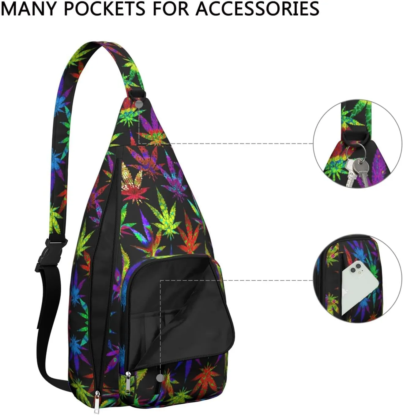 Shoulder Sling Crossbody Casual Chest Bag For Travel Sports Running,Backpack for Men & Women Lightweight Sports BagCrossbody Concealed Carry,Marijuana Leaf Shoulder Bag Waterproof Chest Bag
