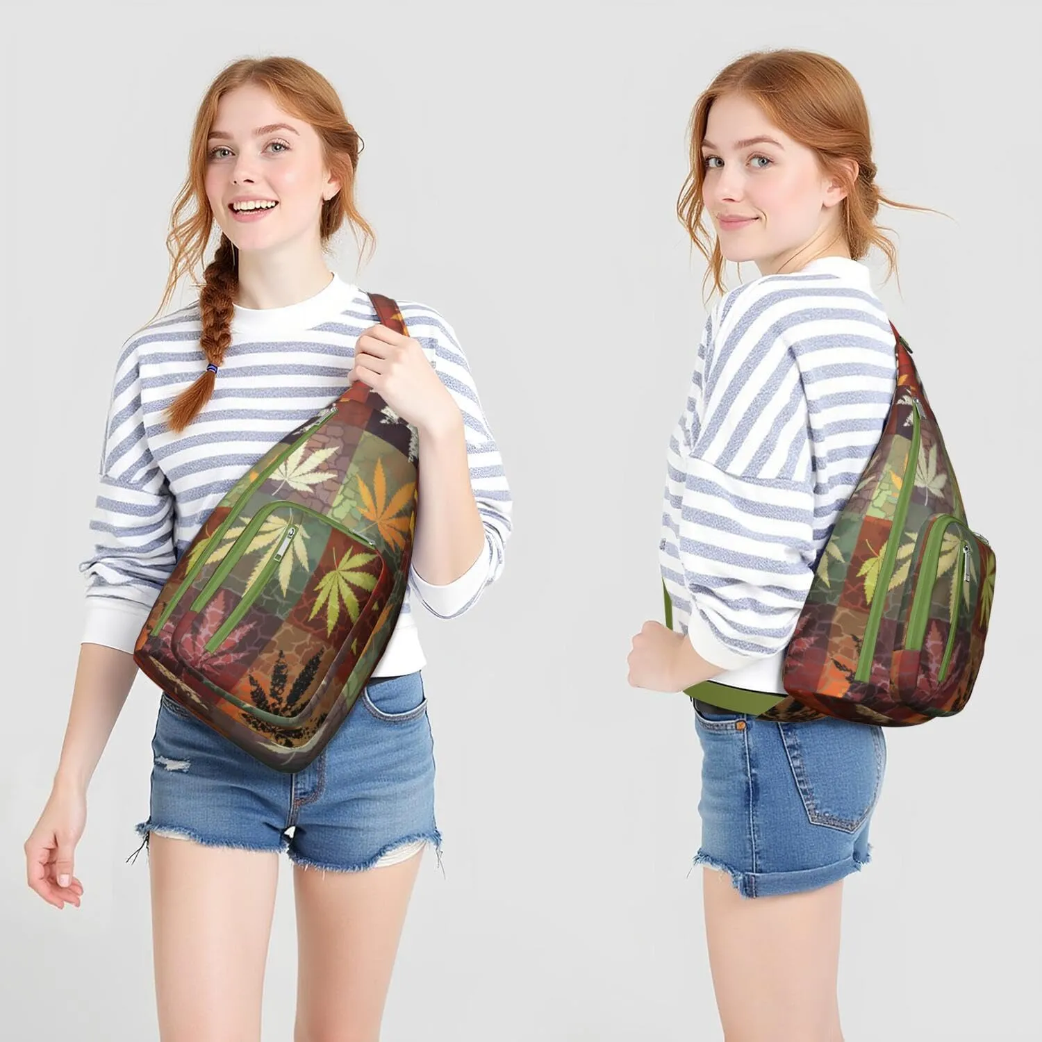 Shoulder Sling Crossbody Casual Chest Bag For Travel Sports Running,Backpack for Men & Women Lightweight Sports BagCrossbody Concealed Carry,Marijuana Leaf Shoulder Bag Waterproof Chest Bag