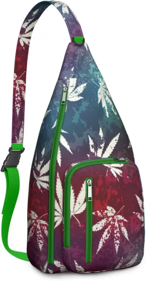 Shoulder Sling Crossbody Casual Chest Bag For Travel Sports Running,Backpack for Men & Women Lightweight Sports BagCrossbody Concealed Carry,Marijuana Leaf Shoulder Bag Waterproof Chest Bag