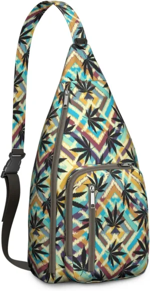 Shoulder Sling Crossbody Casual Chest Bag For Travel Sports Running,Backpack for Men & Women Lightweight Sports BagCrossbody Concealed Carry,Marijuana Leaf Shoulder Bag Waterproof Chest Bag