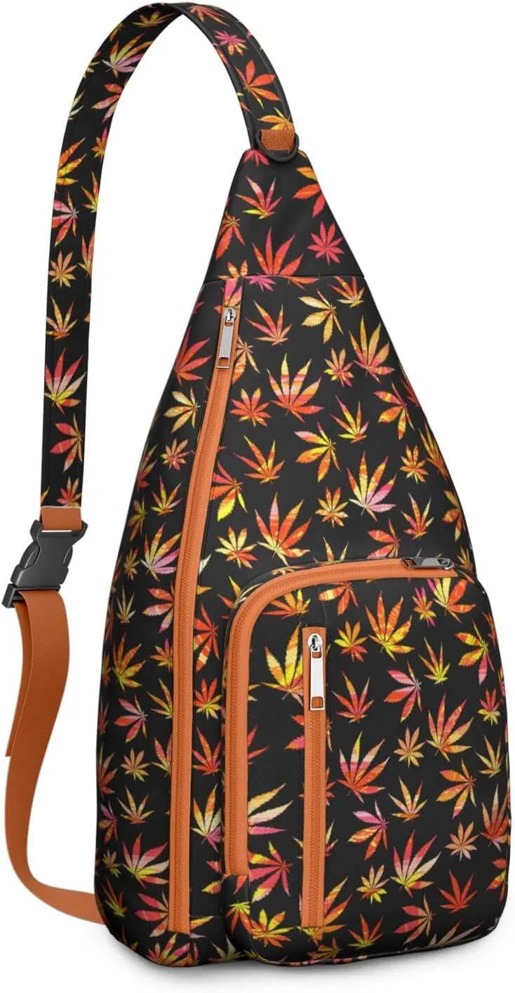 Shoulder Sling Crossbody Casual Chest Bag For Travel Sports Running,Backpack for Men & Women Lightweight Sports BagCrossbody Concealed Carry,Marijuana Leaf Shoulder Bag Waterproof Chest Bag