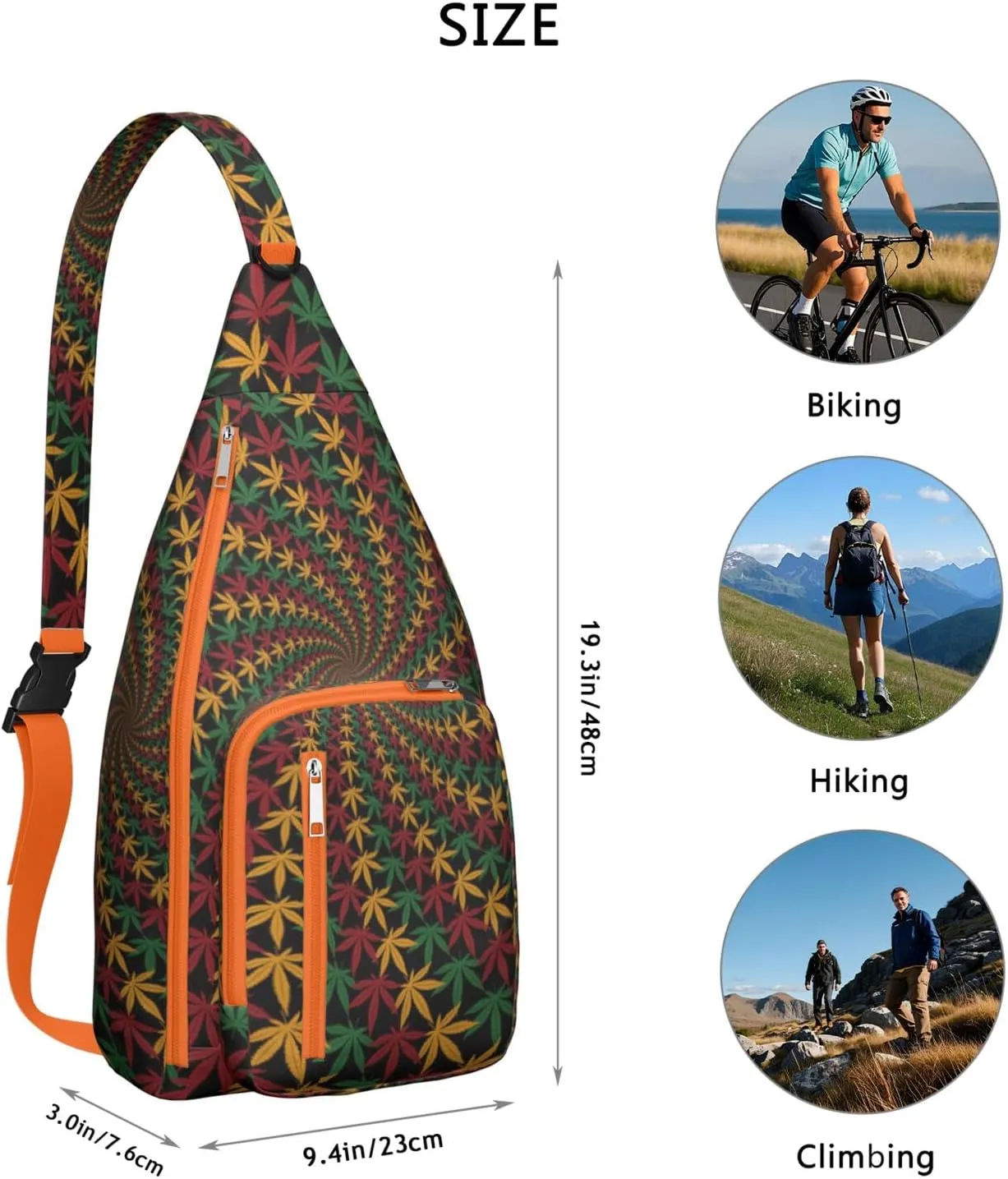 Shoulder Sling Crossbody Casual Chest Bag For Travel Sports Running,Backpack for Men & Women Lightweight Sports BagCrossbody Concealed Carry,Marijuana Leaf Shoulder Bag Waterproof Chest Bag
