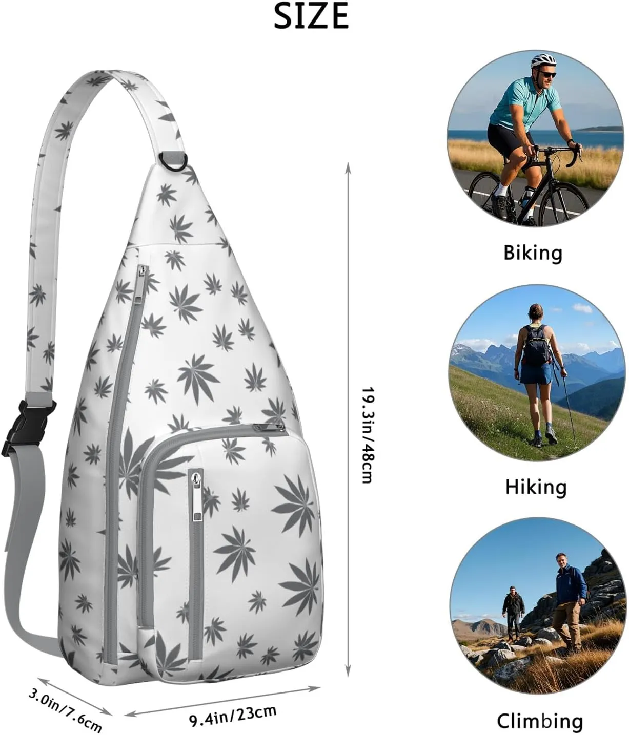Shoulder Sling Crossbody Casual Chest Bag For Travel Sports Running,Backpack for Men & Women Lightweight Sports BagCrossbody Concealed Carry,Marijuana Leaf Shoulder Bag Waterproof Chest Bag