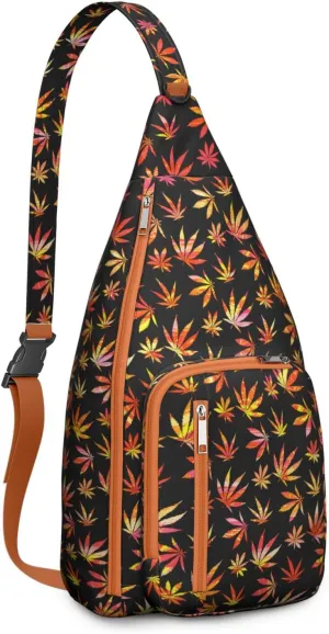 Shoulder Sling Crossbody Casual Chest Bag For Travel Sports Running,Backpack for Men & Women Lightweight Sports BagCrossbody Concealed Carry,Marijuana Leaf Shoulder Bag Waterproof Chest Bag
