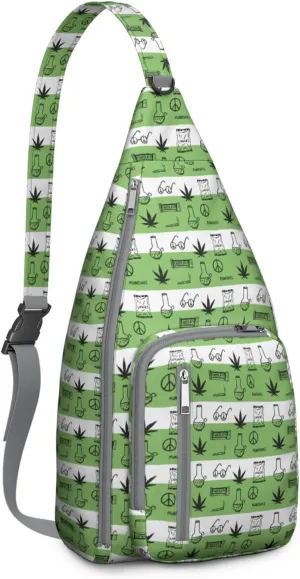 Shoulder Sling Crossbody Casual Chest Bag For Travel Sports Running,Backpack for Men & Women Lightweight Sports BagCrossbody Concealed Carry,Marijuana Leaf Shoulder Bag Waterproof Chest Bag