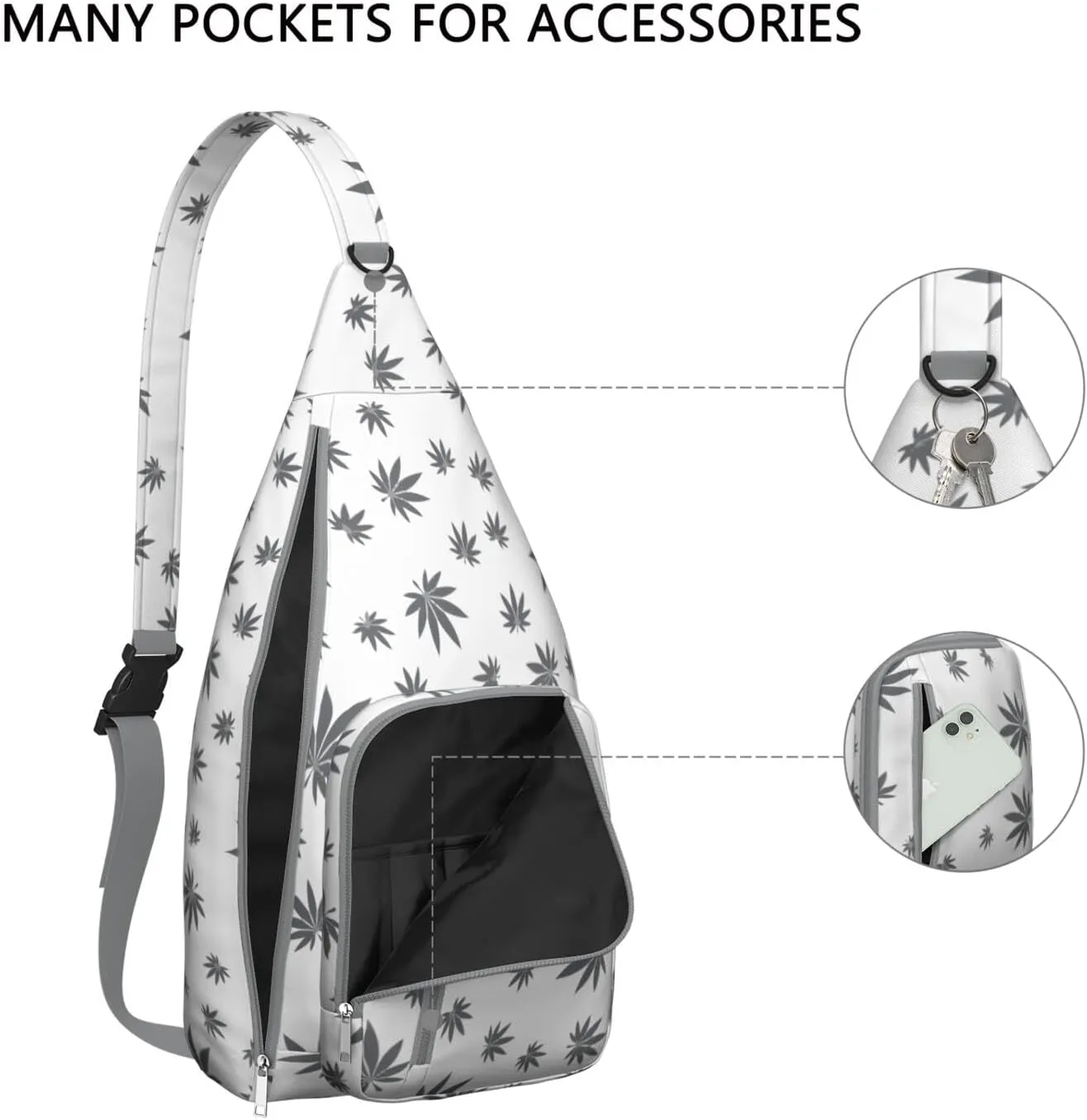 Shoulder Sling Crossbody Casual Chest Bag For Travel Sports Running,Backpack for Men & Women Lightweight Sports BagCrossbody Concealed Carry,Marijuana Leaf Shoulder Bag Waterproof Chest Bag