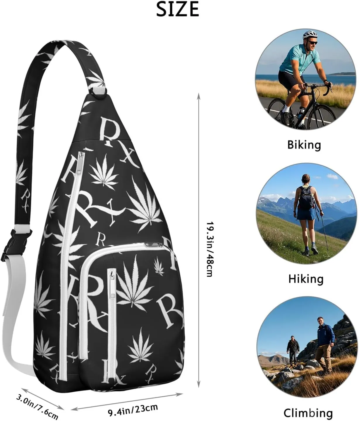 Shoulder Sling Crossbody Casual Chest Bag For Travel Sports Running,Backpack for Men & Women Lightweight Sports BagCrossbody Concealed Carry,Marijuana Leaf Shoulder Bag Waterproof Chest Bag