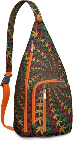 Shoulder Sling Crossbody Casual Chest Bag For Travel Sports Running,Backpack for Men & Women Lightweight Sports BagCrossbody Concealed Carry,Marijuana Leaf Shoulder Bag Waterproof Chest Bag