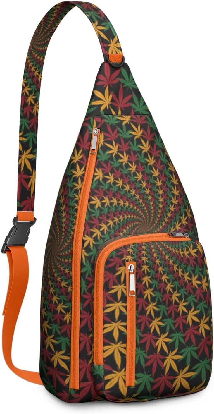 Shoulder Sling Crossbody Casual Chest Bag For Travel Sports Running,Backpack for Men & Women Lightweight Sports BagCrossbody Concealed Carry,Marijuana Leaf Shoulder Bag Waterproof Chest Bag